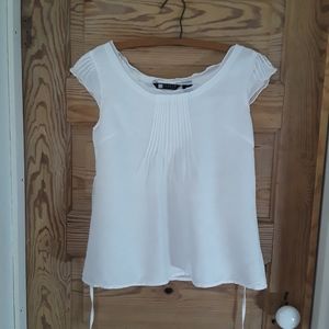 Carole Little White Pin Tuck Blouse